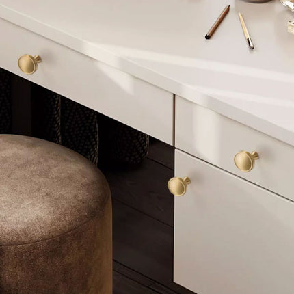 Wardrobe Drawer Handle Gold Copper Round Pull Single Hole Modern Cabinet Knob