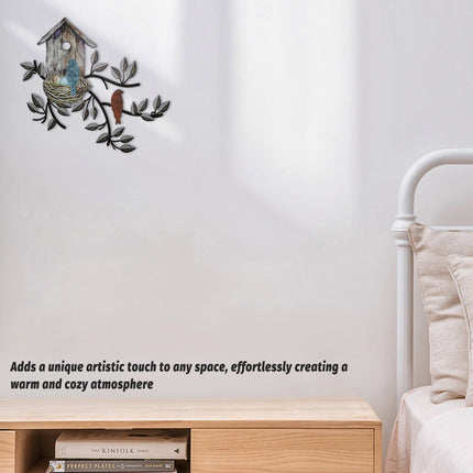 Metal Birdhouse Wall Decoration Iron Mural for Home Garden Outdoor Indoor Decor