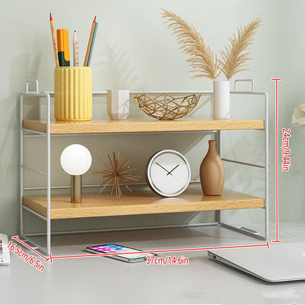Double Layer Storage Shelf Desktop Organizer Cosmetics Stationery Rack for Desk