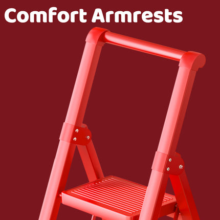 Folding Ladder 5 Step Carbon Steel Durable Ladder for Home Kitchen Garage Use