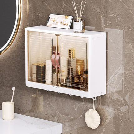 Bathroom Wall Mounted Storage Box Transparent Cabinet Rack Organizer Toiletries