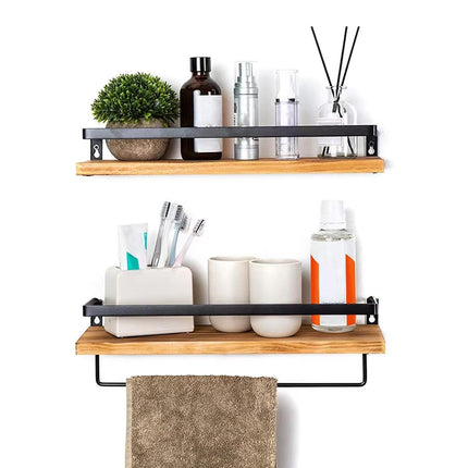 2pcs Floating Wall Shelf Iron Storage Rack Mounted Home Office Decor Organizer