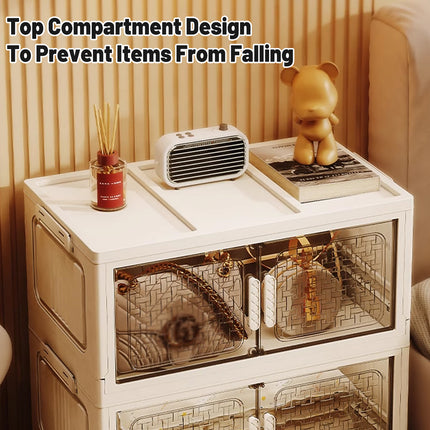 Plastic Multi Layer Foldable Storage Cabinet 5-Tier Dustproof Space Saving
