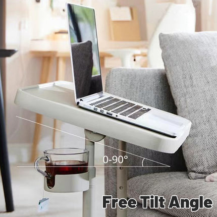 Adjustable Height Mobile Desk with Tilt Tabletop for Home Office