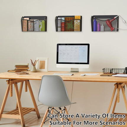 File Organizer Mesh Wall Mounted Rack Magazine Holder Storage Basket for Office