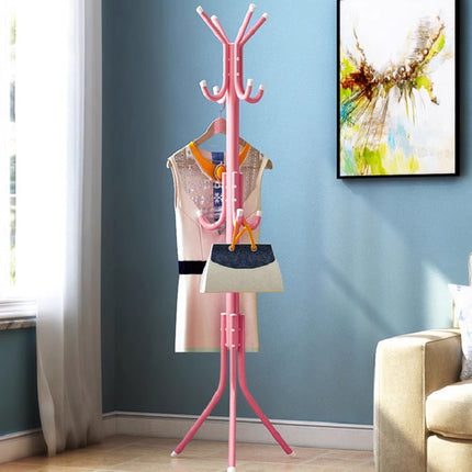 Metal Floor Coat Rack 175cm with Hooks Triangular Base for Home Entryway