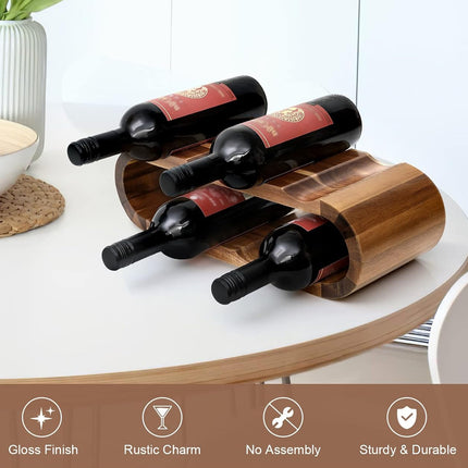 Wooden Wine Display Stand Double Layer Red Wine Holder Rack Table Bar Kitchen