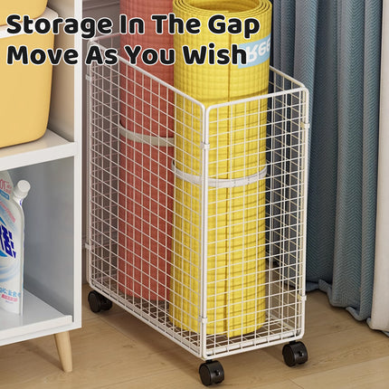 Moveable Crevice Storage Basket with Wheels Space Saving Waterproof Durable