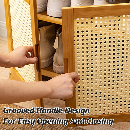 Shoe Changing Cabinet Bamboo Material Space Saving for Entryway Hallway Home Use