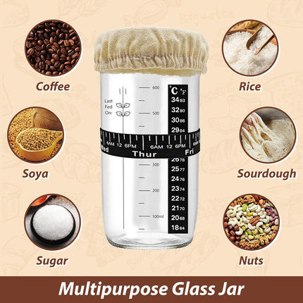 24oz Bread Fermentation Glass Jar Baking Supplies Airtight Container Dough