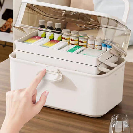 Large Capacity 3 Layer Medicine Box Family Medical Storage Case First Aid Supply