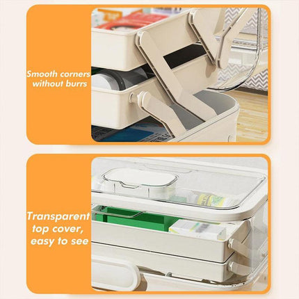 Large Capacity 3 Layer Medicine Box Family Medical Storage Case First Aid Supply