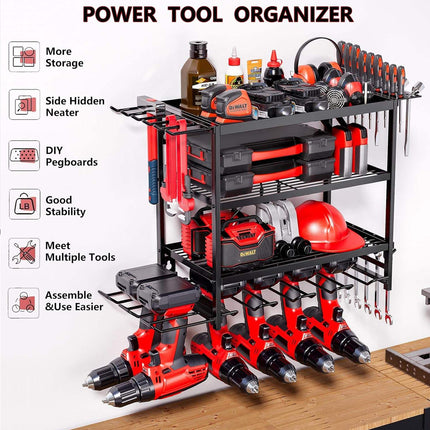 Wall-Mounted Tool Storage Rack Durable Space Saving for Garage Workshop Storage
