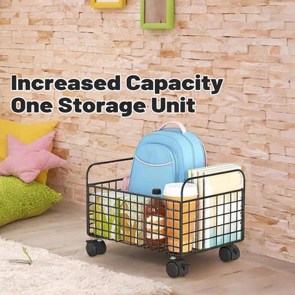 Under-Table Movable Storage Rack with Wheels for Office Home Kitchen Durable