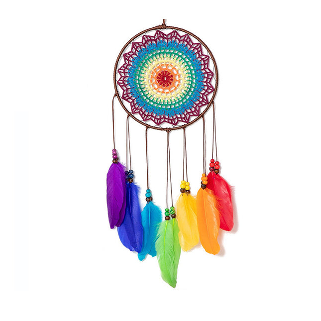 Rainbow Dream Catcher Indoor Pendant Seven color Feather Decoration Home Decor