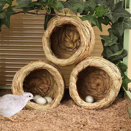 6pcs Handwoven Straw Bird Nest Pigeon Parrot Breeding House Hut for Cage