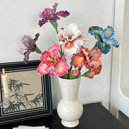 6PCS Artificial Iris Flowers PU Material Durable for Home Wedding Party Decor