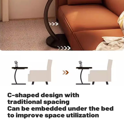C-Shaped Side Table Sturdy Durable for Living Room Bedroom Office Space Saving