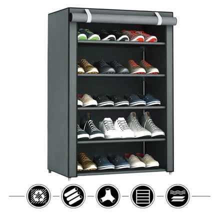 5-Tier Simple Dustproof Shoe Rack Cabinet Space-Saving Easy Assembly Sturdy
