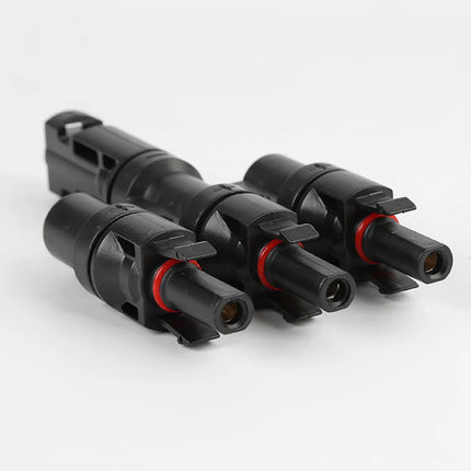 Solar Connector Set 1Pair T Type Four Way Photovoltaic Adapter for Panel System