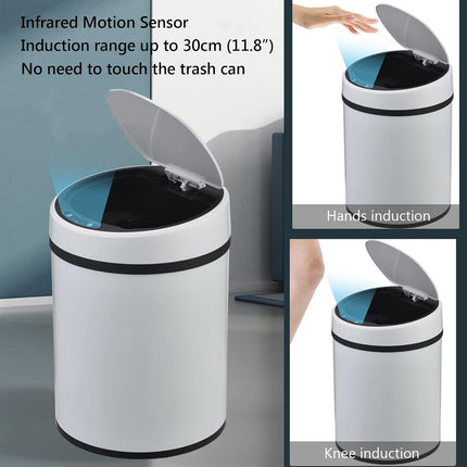 Sensor Trash Bin 12L Automatic Motion Rubbish Can White for Kitchen Home Use