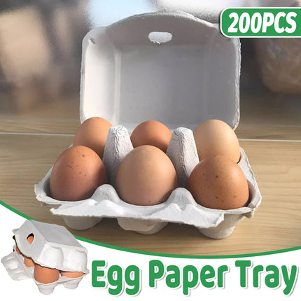 200PCS Paper Egg Tray 6 Slot Molded Pulp Leak-Proof for Egg Packaging Use
