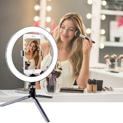 10”LED Dimmable Ring Light with Selfie Tripod for Makeup & Live Streaming