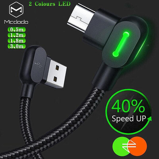 Mcdodo Fast Usb Cable Heavy Duty Charging Syn Charger Micro-USB 90 Degree Angle Au - Aimall
