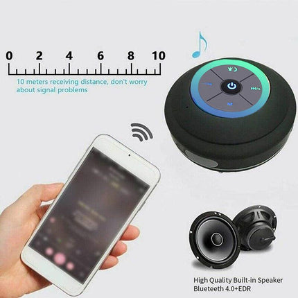 Portable Led Waterproof Wireless Bluetooth Speaker For Shower Bathroom Subwoofer - Aimall