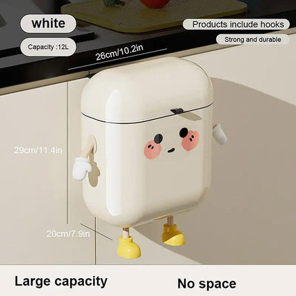 Large Waterproof Wall Mounted Rubbish Bin for Kitchen Bathroom Waste Storage