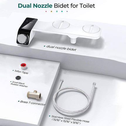 Bidet Toilet Seat Dual Nozzles Self-Cleaning Wash Hot Cold Mixer Water Sprayer