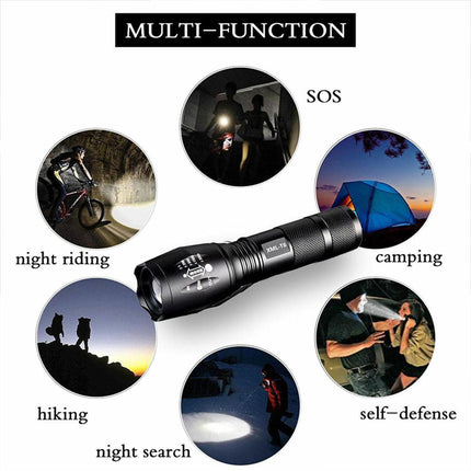 2X Powerful 900LM Tactical 5 Mode Zoom Flashlight LED Focus Torch