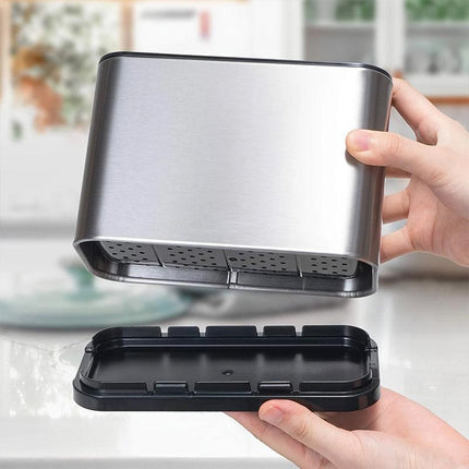 4Compartments Stainless Steel Cutlery Holder Chopsticks Storage Organizer Bucket