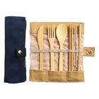 7Pcs Reusable Bamboo Cutlery Set Eco Friendly Camping Travel Fork Kit Portable A - Aimall