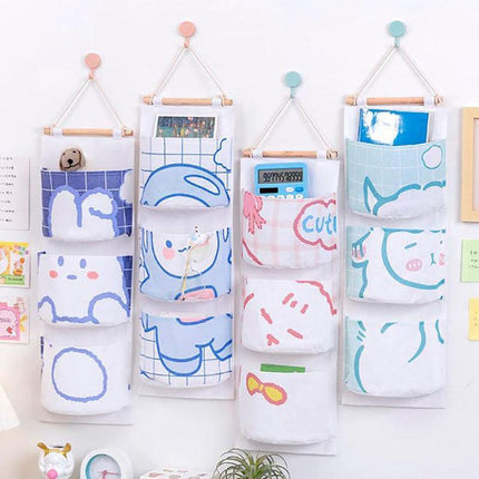 Bear Rabbit Sundry Storage Bag 3 Pockets Door Wall Hanging Organizer Pouch AU - Aimall
