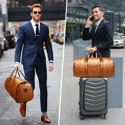 PU Leather Travel Duffel Bag Men Weekend Overnight Luggage Bag for Travel Sports