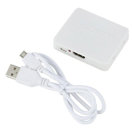 HDMI 1In 2Out 1080P 4K HDCP Stripper Splitter Power Signal Amplifier White - Aimall
