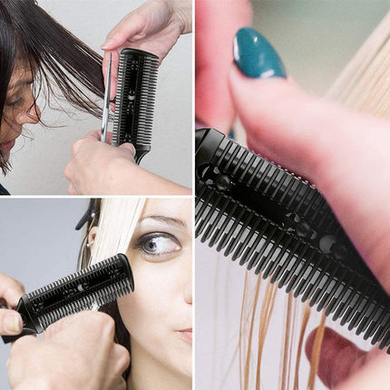 2PCS Razor Comb With Blades Razor Trimmer DIY Double Sides Hair Thinning Comb - Aimall