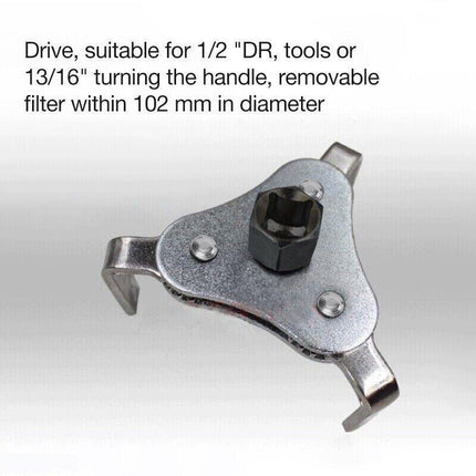 3 Jaw Oil Filter Wrench for Filters up to 102mm Car Engine Removal Tool