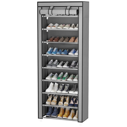 10 Tier Black Shoe Rack Dustproof Organiser Shoe Storage Cabinet for Home Use