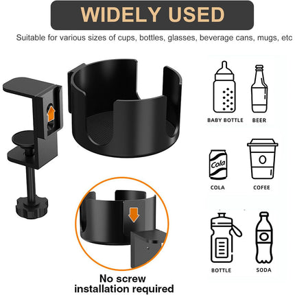 PunUnder Desk Table Clamp Mug Holder Stand Adjustable Coffee Cup Organizer