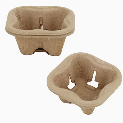 100PCS BioCup 1/2/4 Cup Carry Tray Recycled Paper Pulp Holder