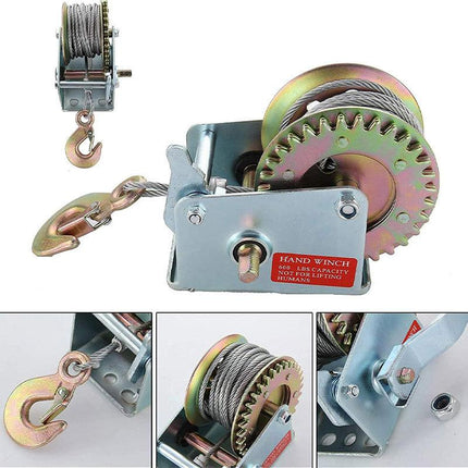 1200 lbs Hand Winch 8M Steel Wire Rope Hand Winch Manual Car Boat Trailer Camper