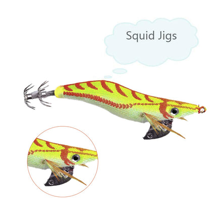 4PCS Glow Squid Jig Lures Double Hook Egi Bait for Calamari and Saltwater Fishing
