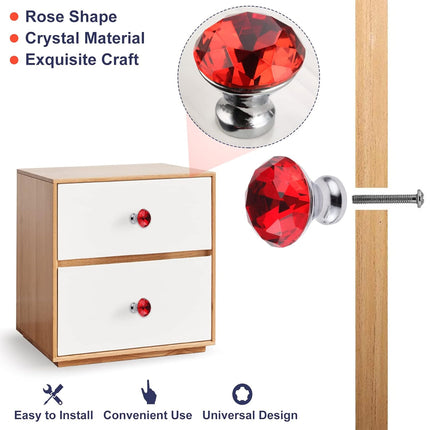 Door Knobs Handles Clear Crystal Diamond Glass Kitchen Cupboard Cabinet Pulls 30MM