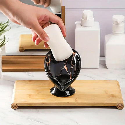 Light Luxury Ceramic Soap Dish Drainage Soap Holder Household Soap Storage Box