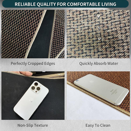 2PCS Absorbent Kitchen Floor Mat Non Slip Foldable Linen Rug with Rubber Backing