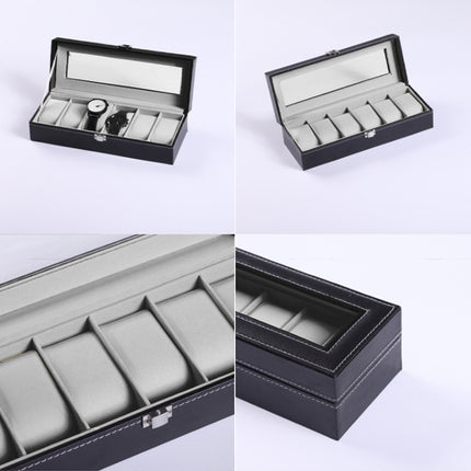 6 Grids Leather Watch Box Case Display Organizer Collection Storage Holder