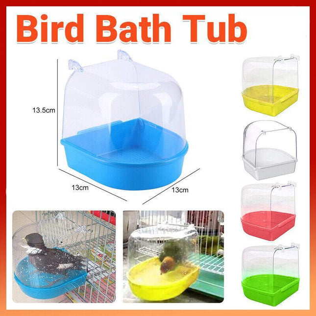 Bird Water Bath Tub For Pet Cage Hanging Bowl Parrot Birdbath Pet Cleaning - Aimall