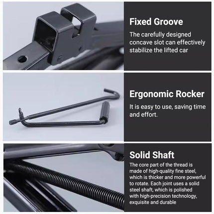 2 Ton Scissor Jack Car Van Wind Up Tyre Lift Chrome Crank Handle Emergency Tool